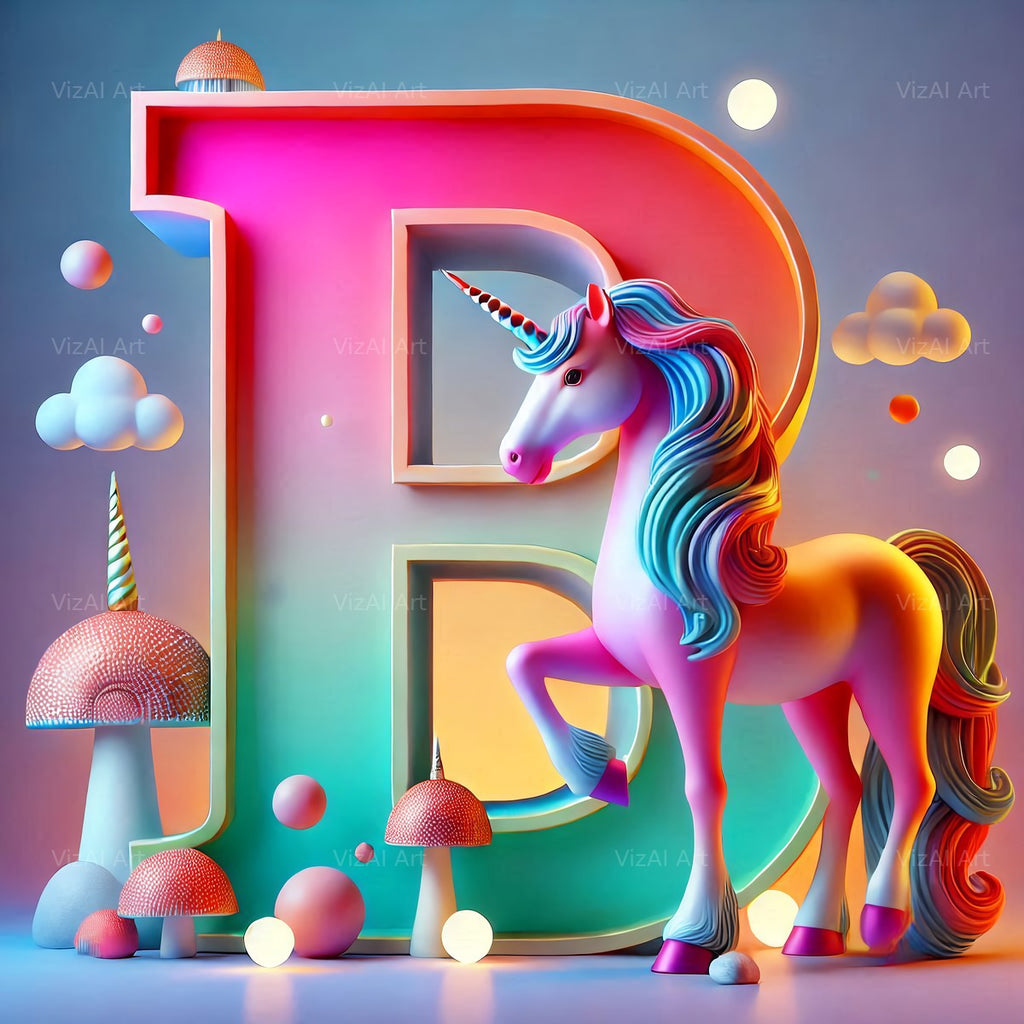 Unicorn alphabet letter B