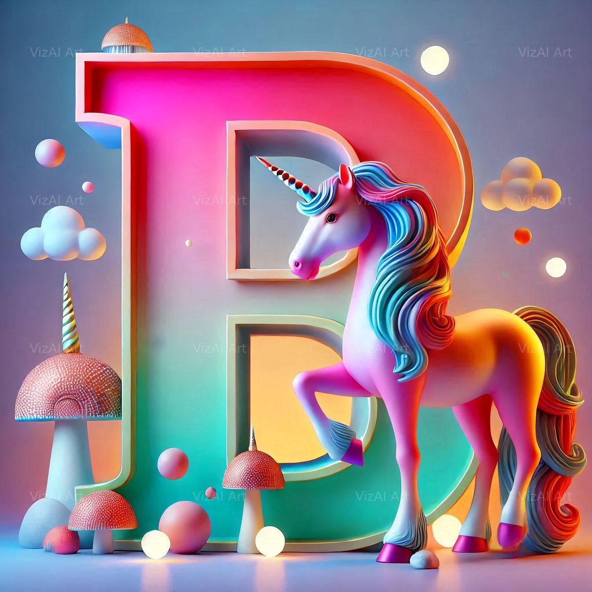 Unicorn alphabet letter B