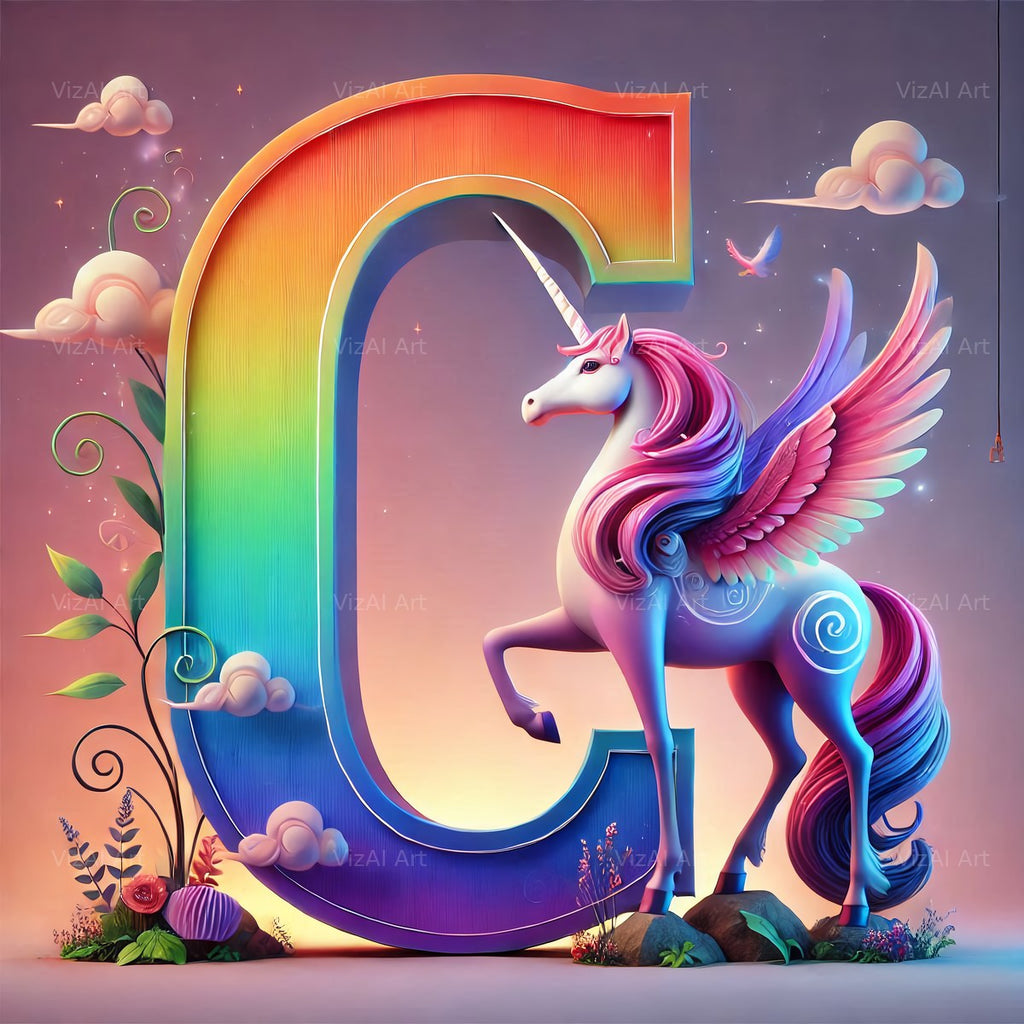 Unicorn alphabet letter C