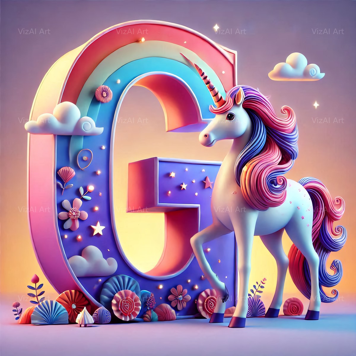 Unicorn alphabet letter G