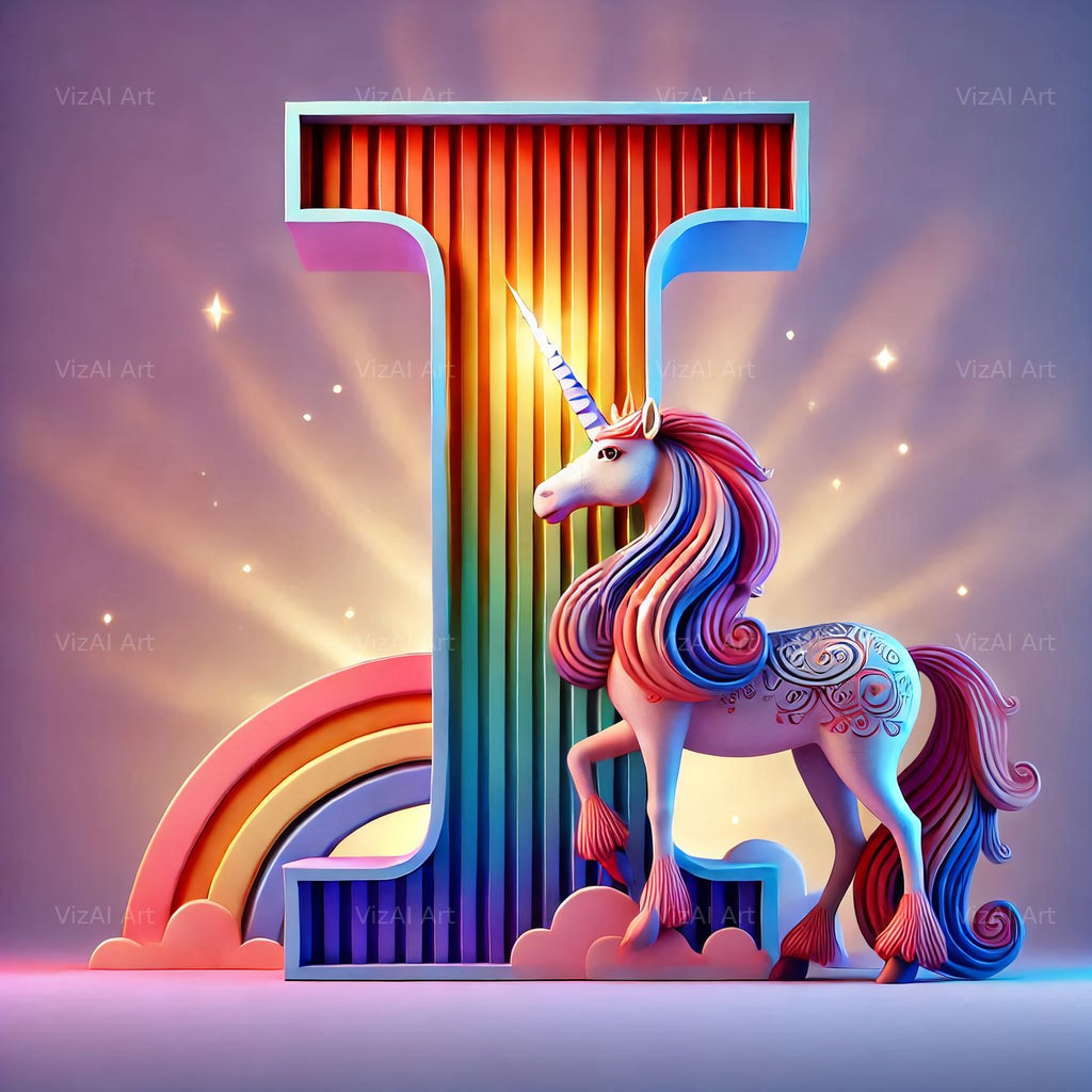 Unicorn alphabet letter I