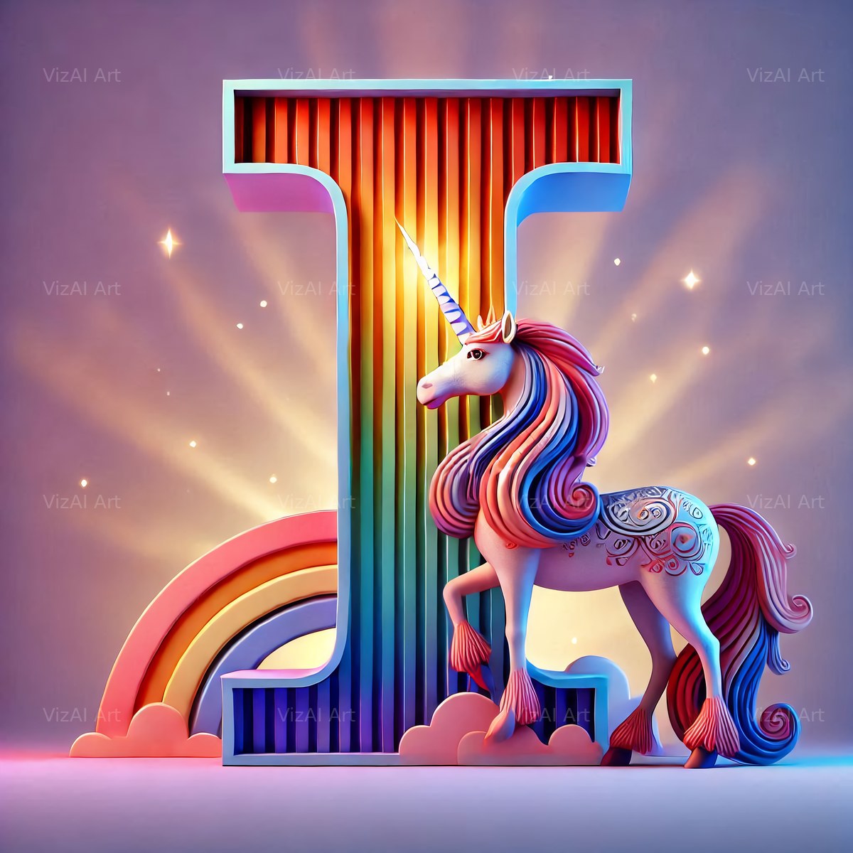 Unicorn alphabet letter I