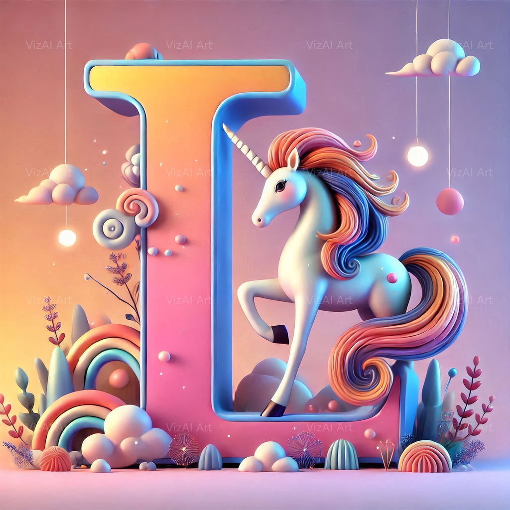 Unicorn alphabet letter L