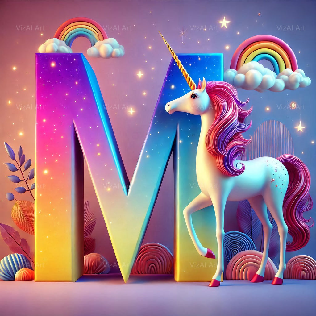 Unicorn alphabet letter M
