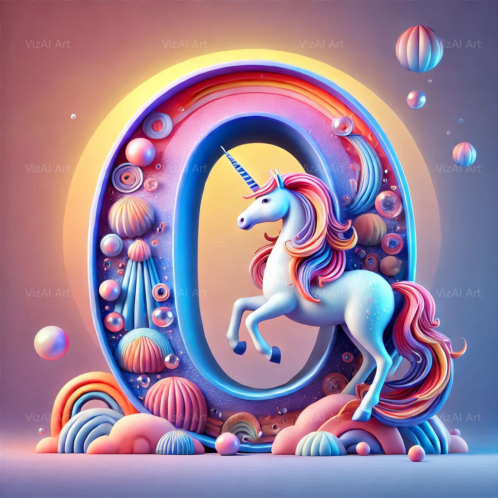 Unicorn alphabet letter O