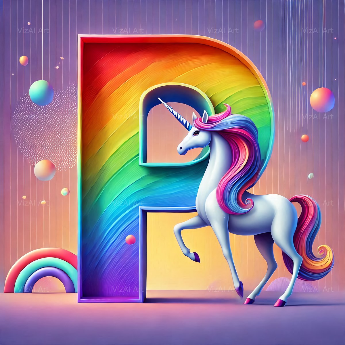 Unicorn alphabet letter P