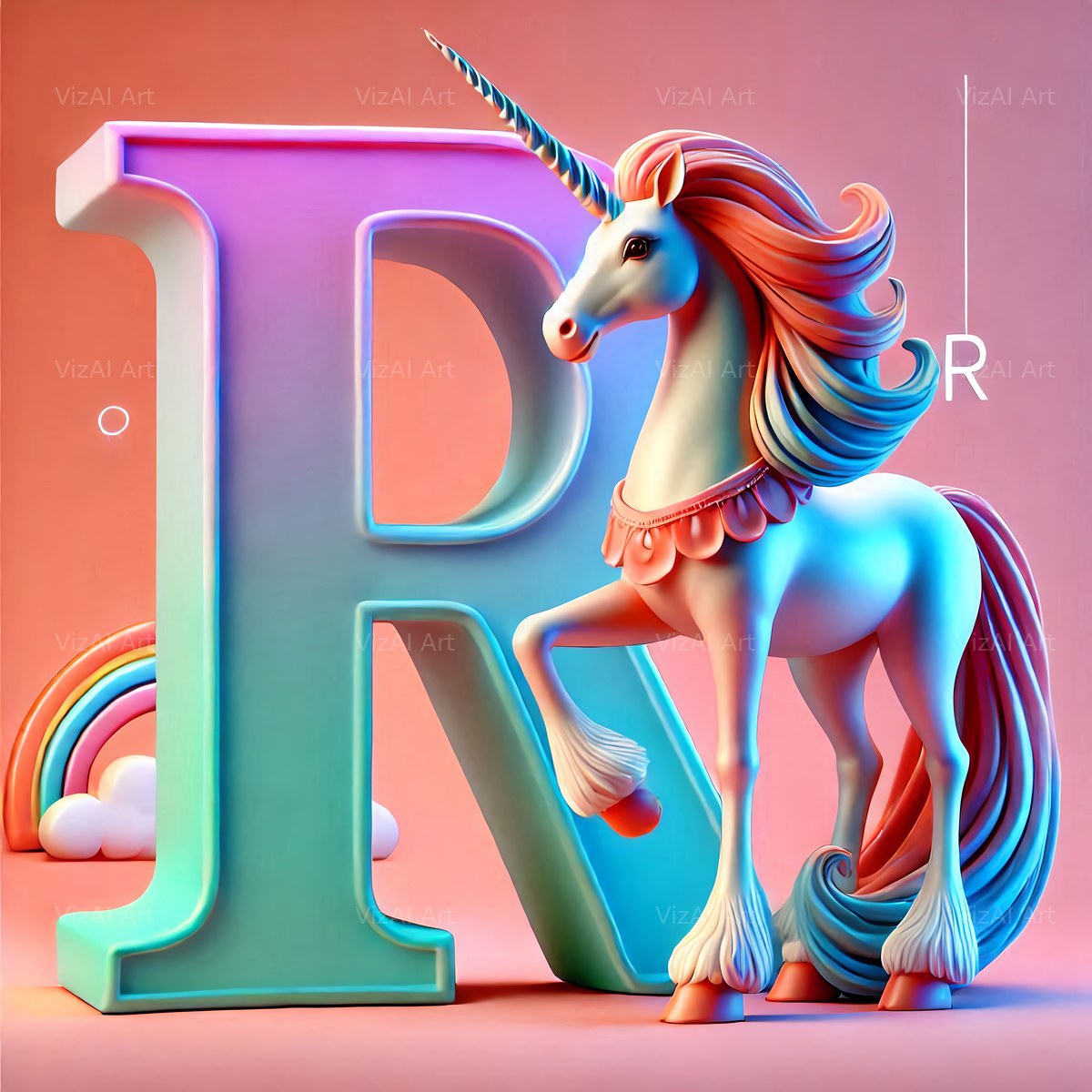 Unicorn alphabet letter R
