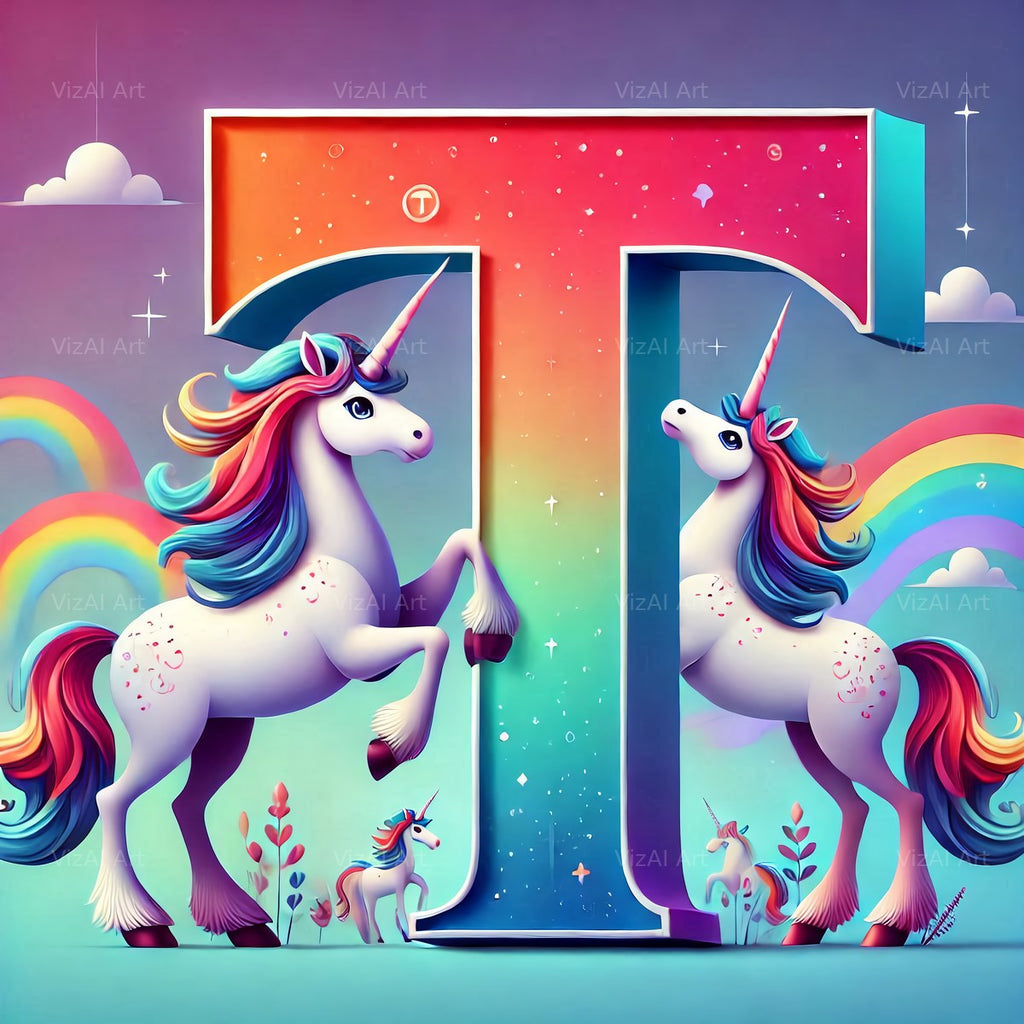 Unicorn alphabet letter T