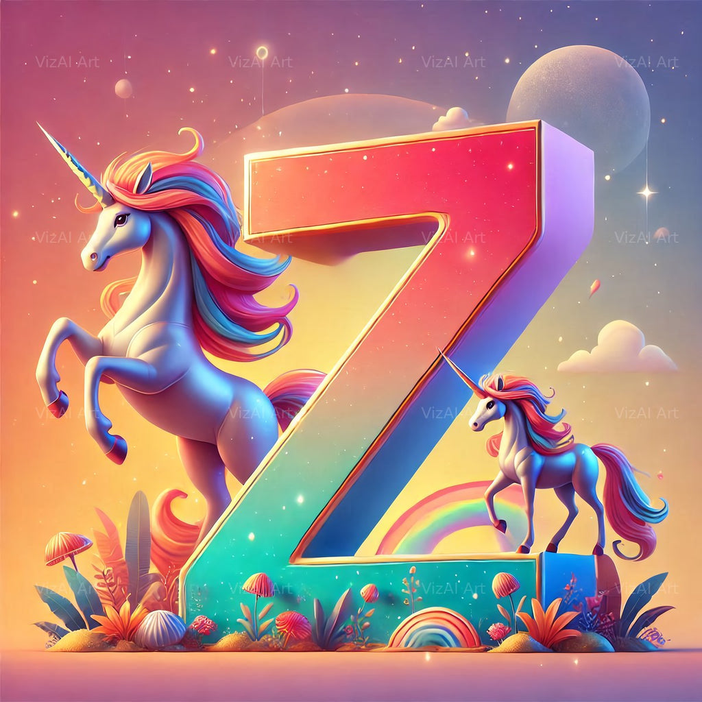 Unicorn alphabet letter Z