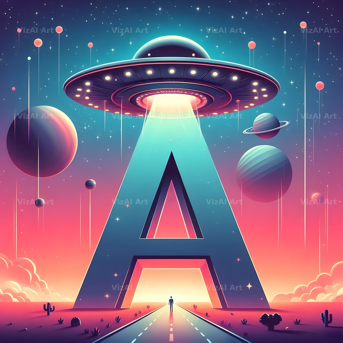 UFO Space alphabet letter A