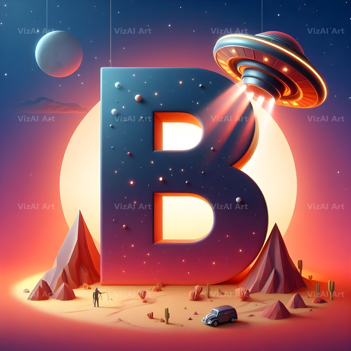 UFO Space alphabet letter B