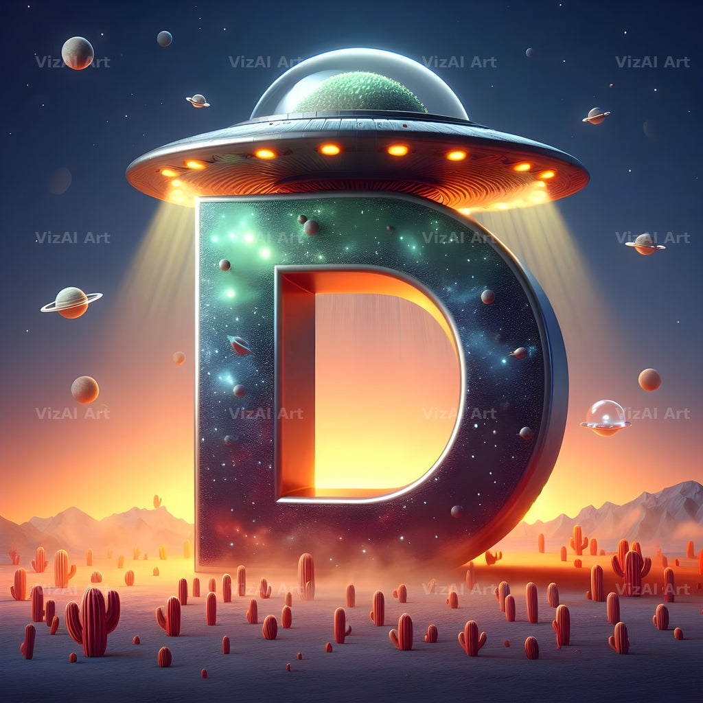 UFO Space alphabet letter D