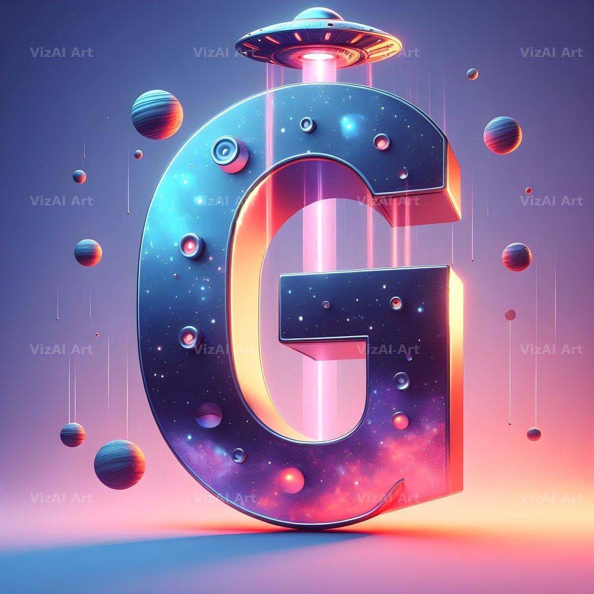 UFO Space alphabet letter G