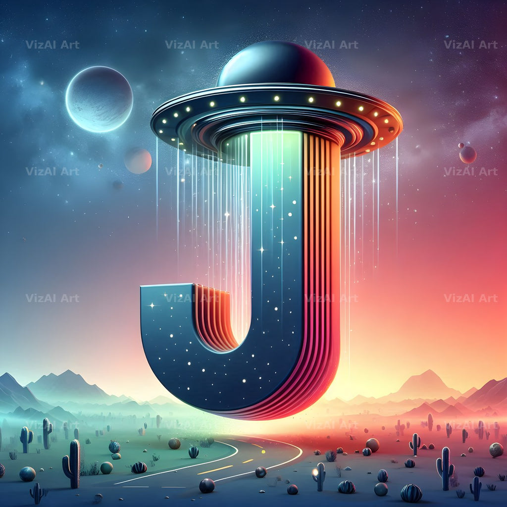 UFO Space alphabet letter J