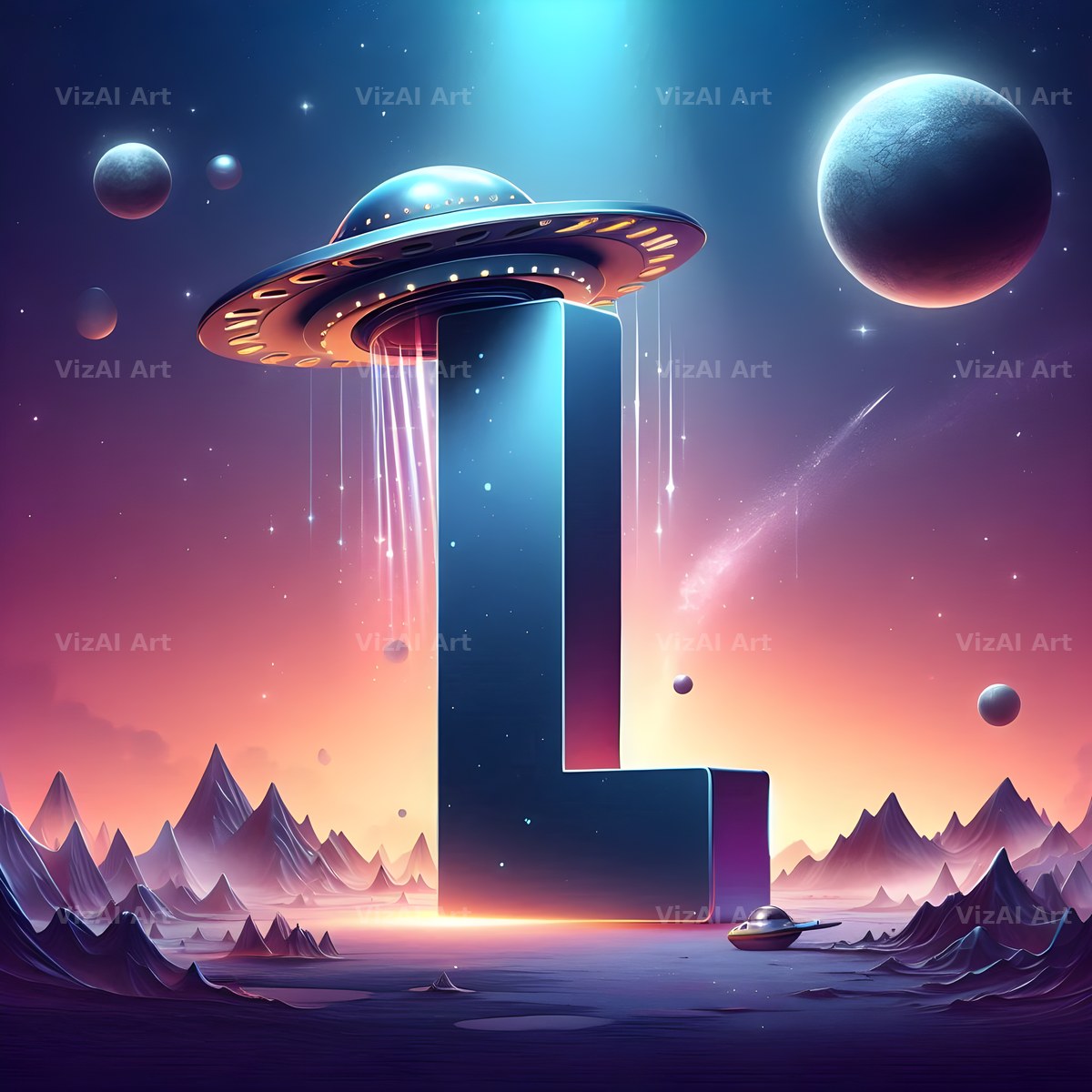 UFO Space alphabet letter L