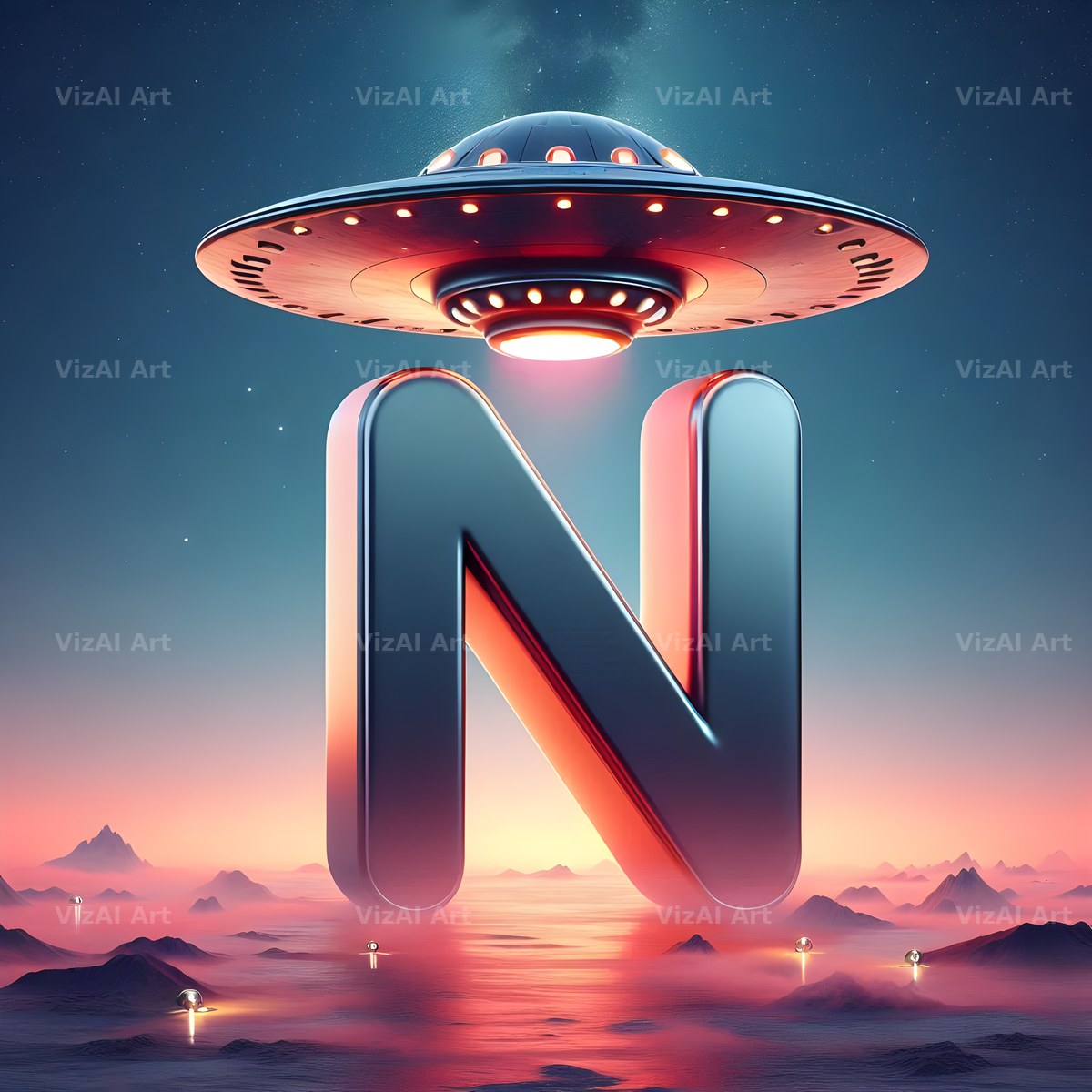 UFO Space alphabet letter N