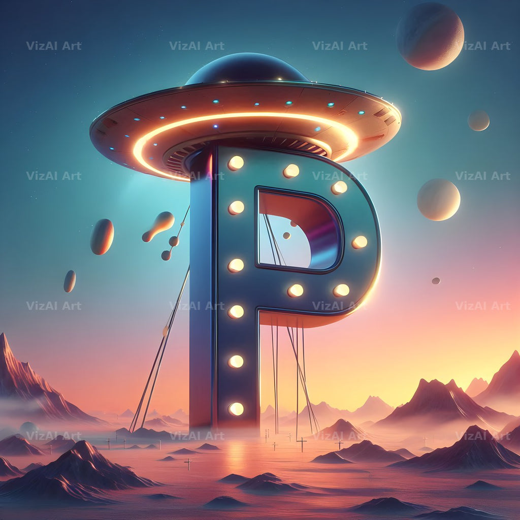 UFO Space alphabet letter P