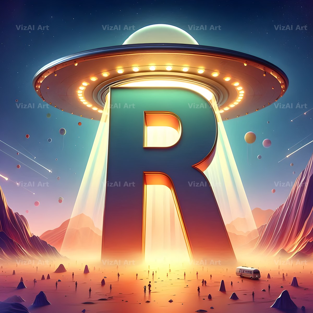 UFO Space alphabet letter R