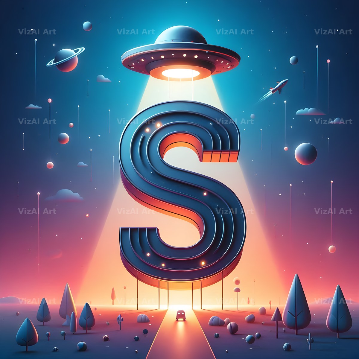 UFO Space alphabet letter S