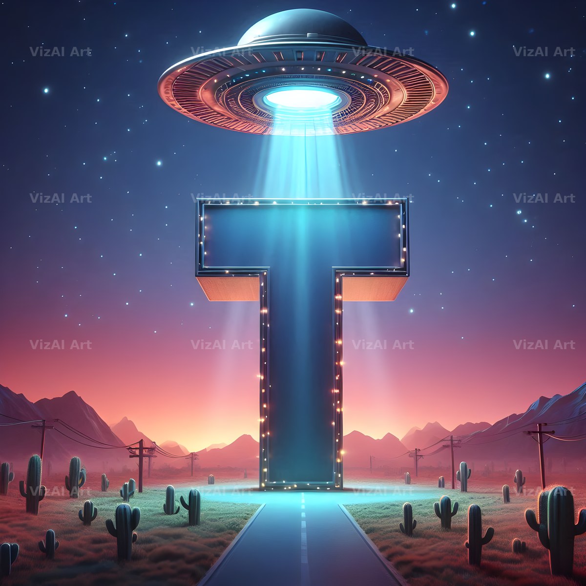 UFO Space alphabet letter T