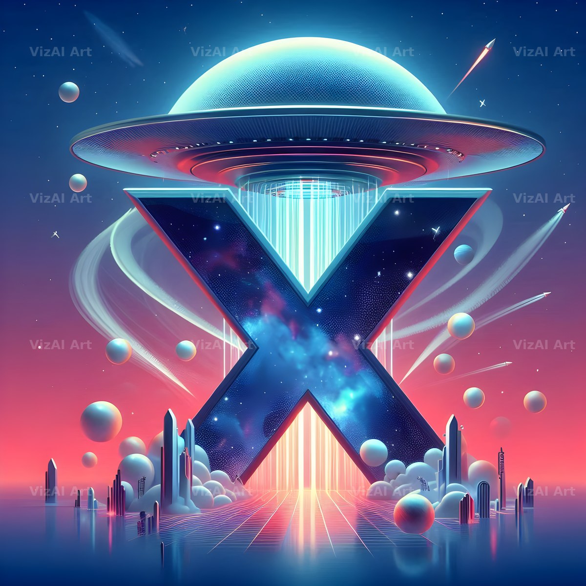 UFO Space alphabet letter X