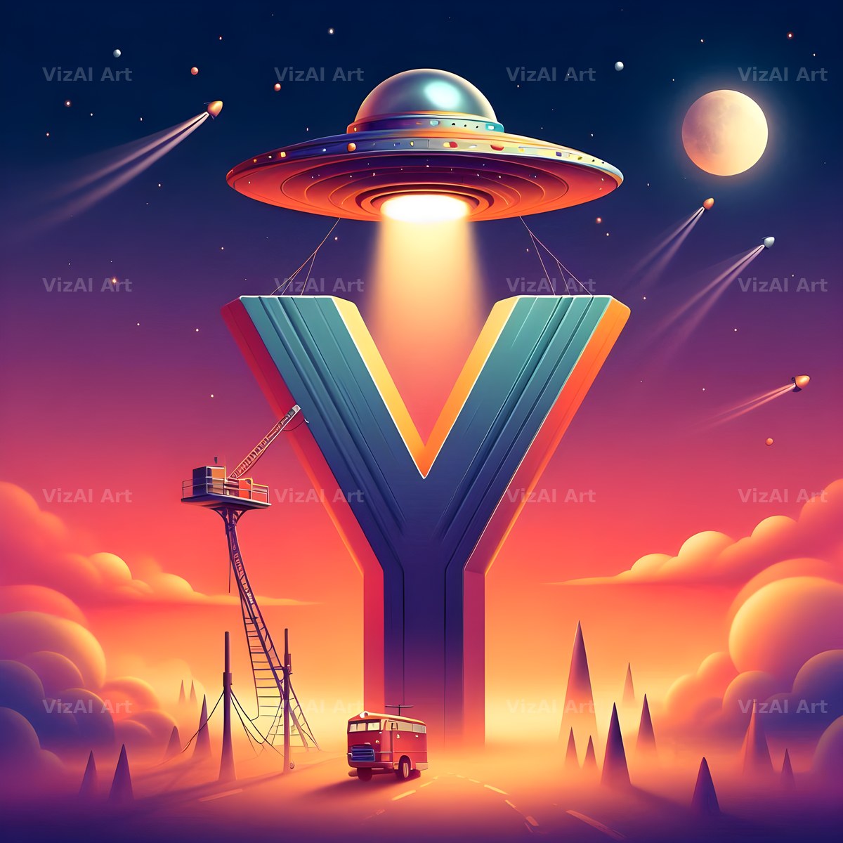 UFO Space alphabet letter Y