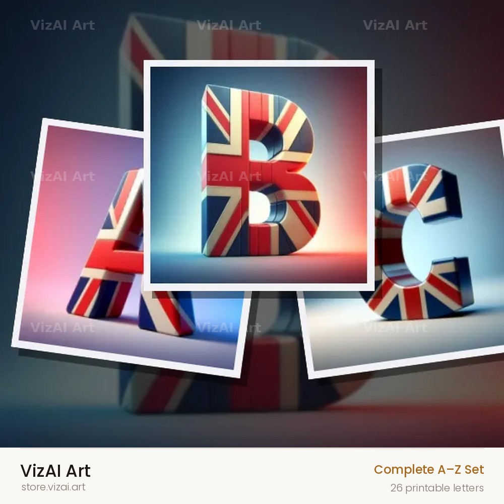 Union Jack alphabet — choose an individual printable letter