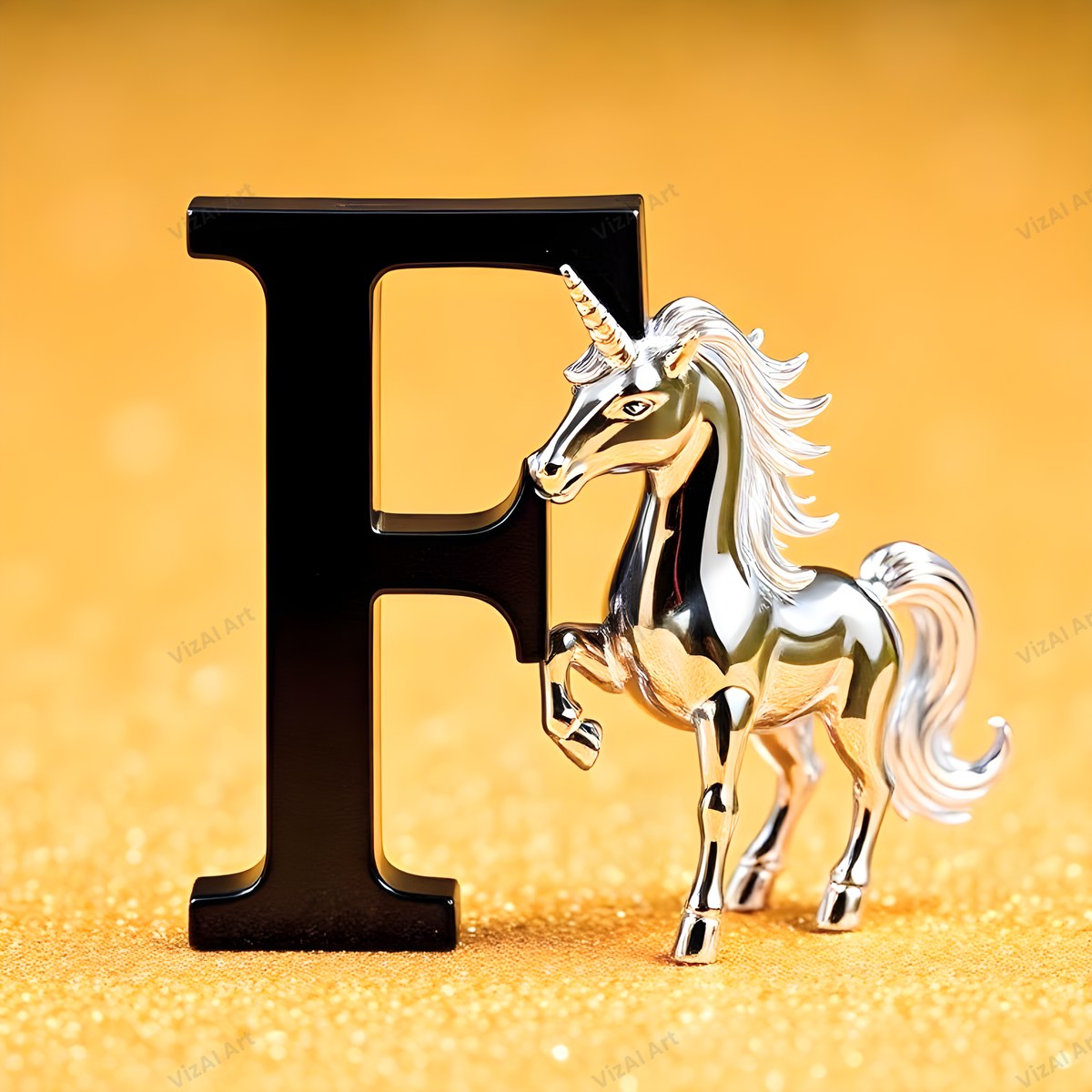 Unicorn alphabet letter F