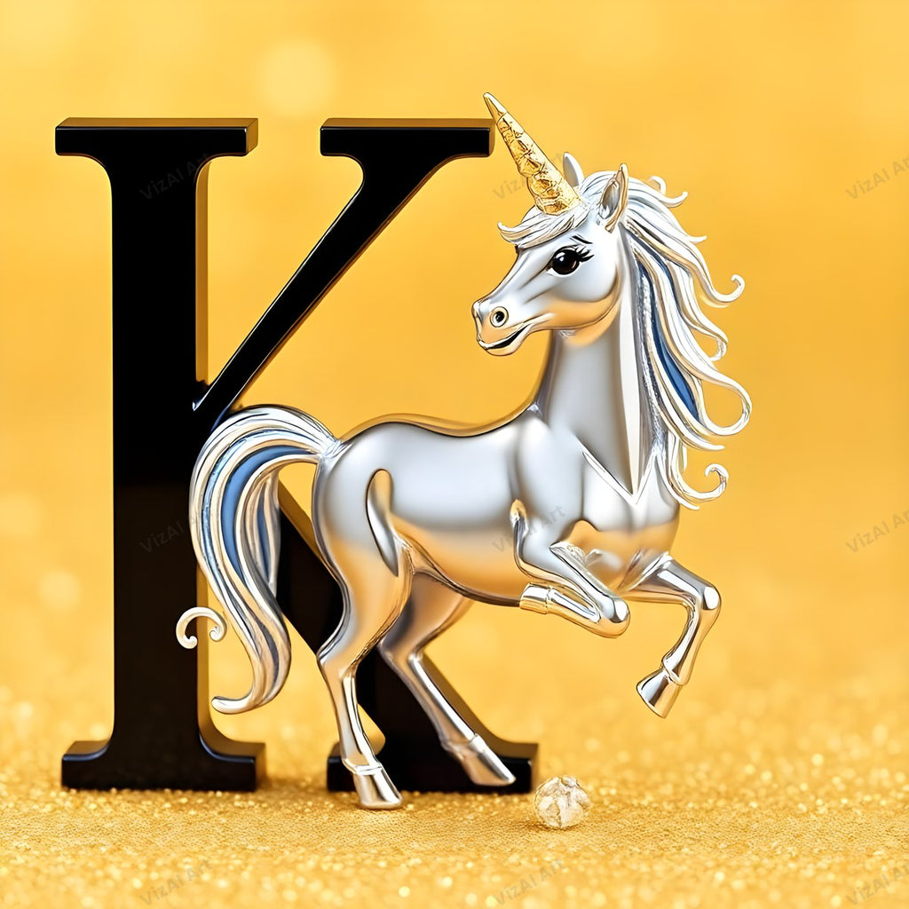Unicorn alphabet letter K