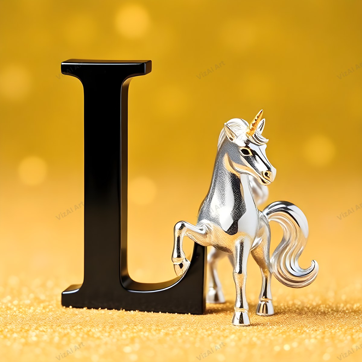 Unicorn alphabet letter L