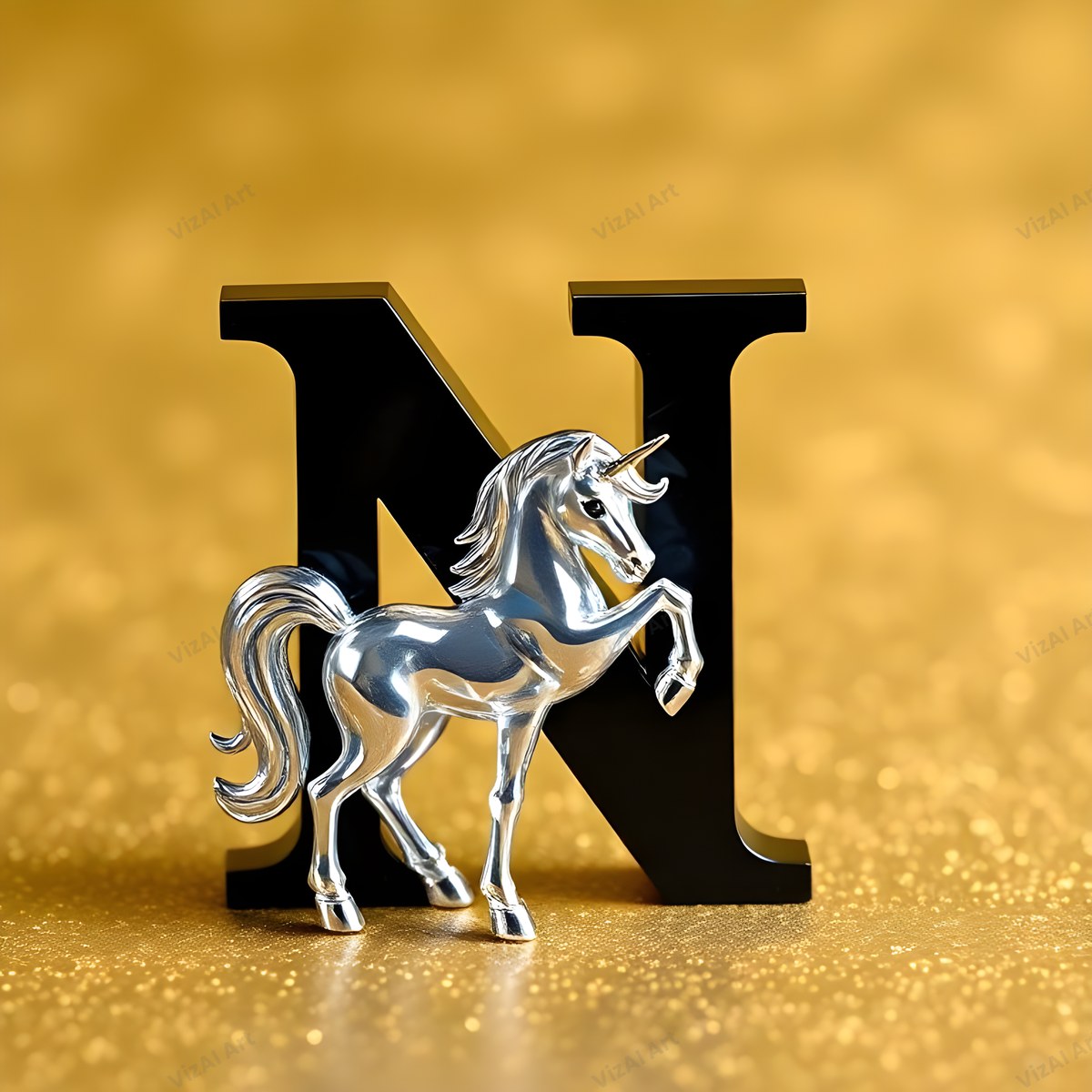 Unicorn alphabet letter N