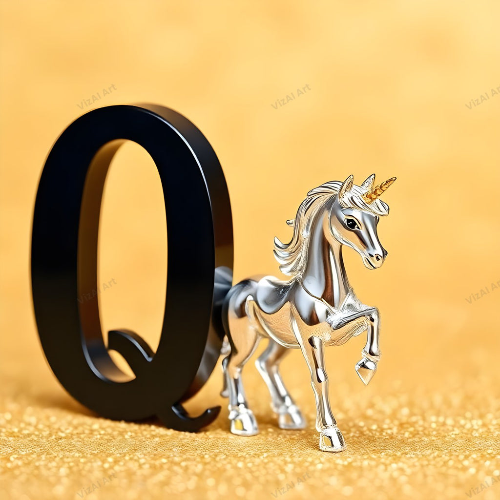 Unicorn alphabet letter Q