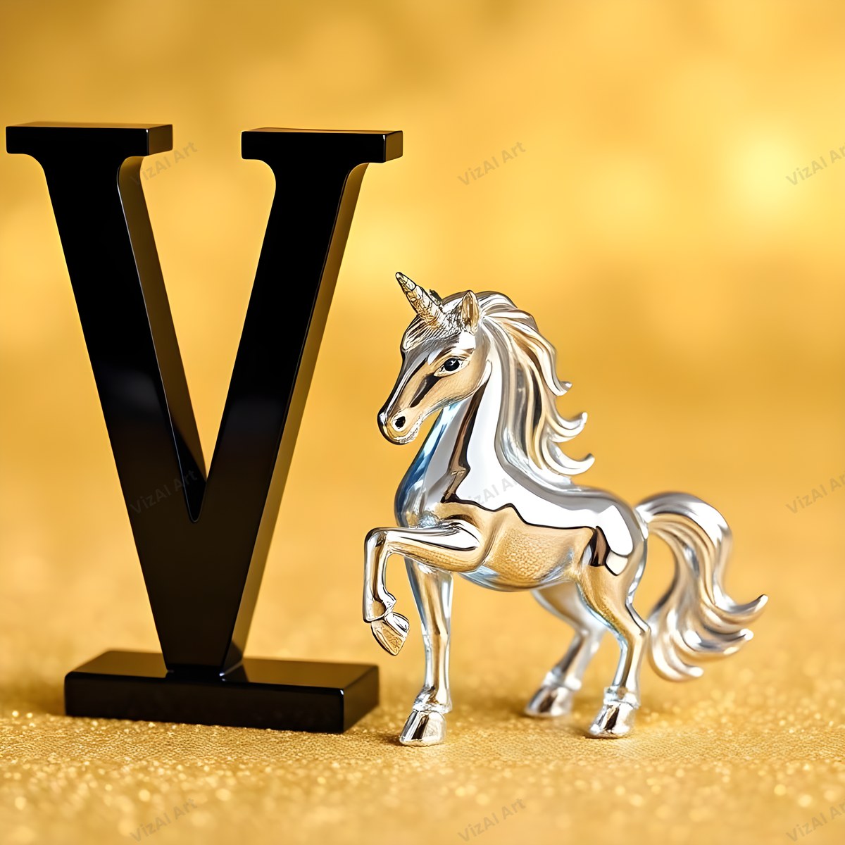Unicorn alphabet letter V
