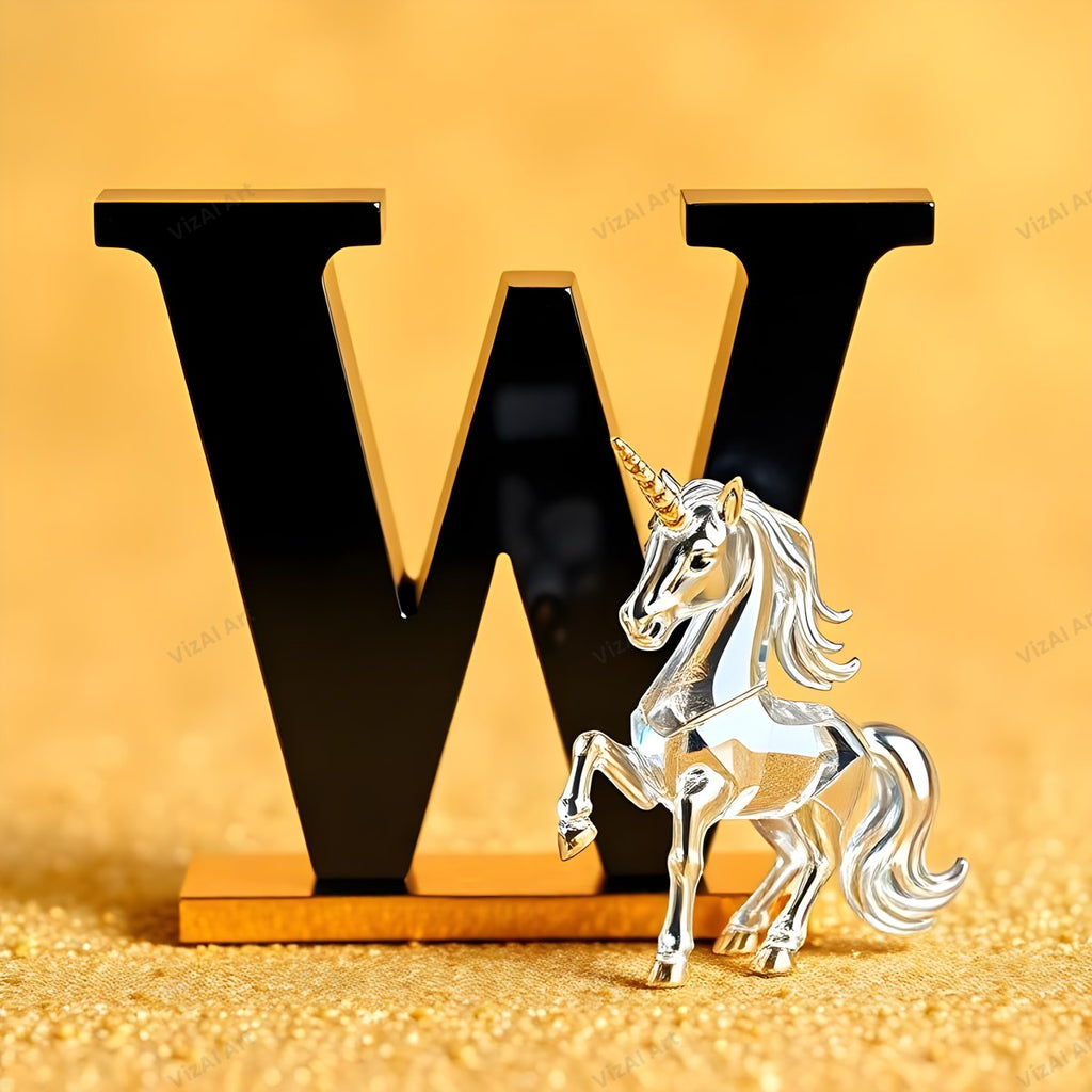 Unicorn alphabet letter W