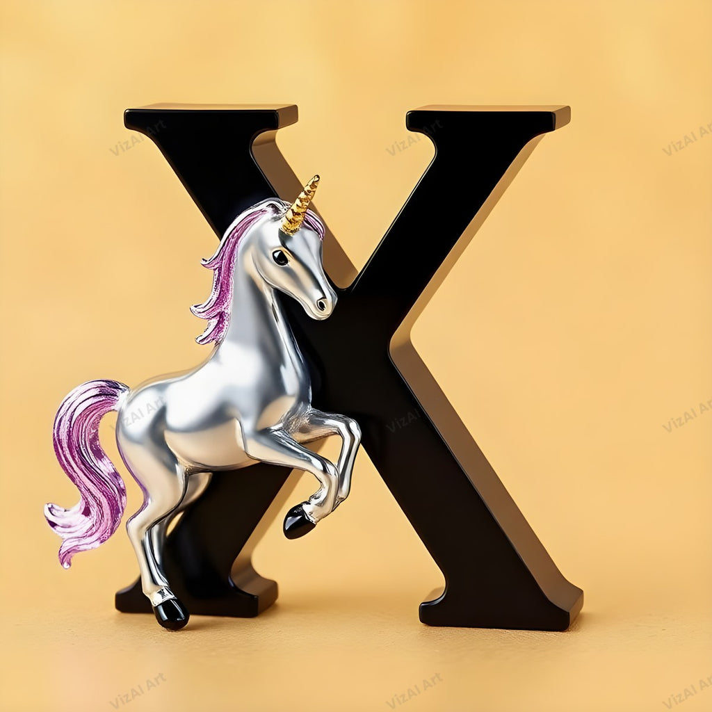 Unicorn alphabet letter X