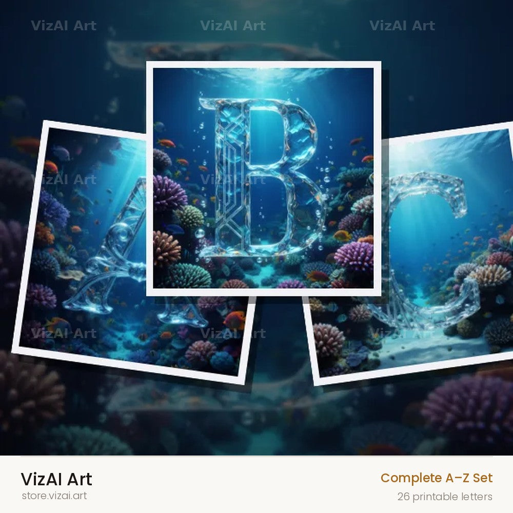 Sunken Reef Glass alphabet — choose an individual printable letter