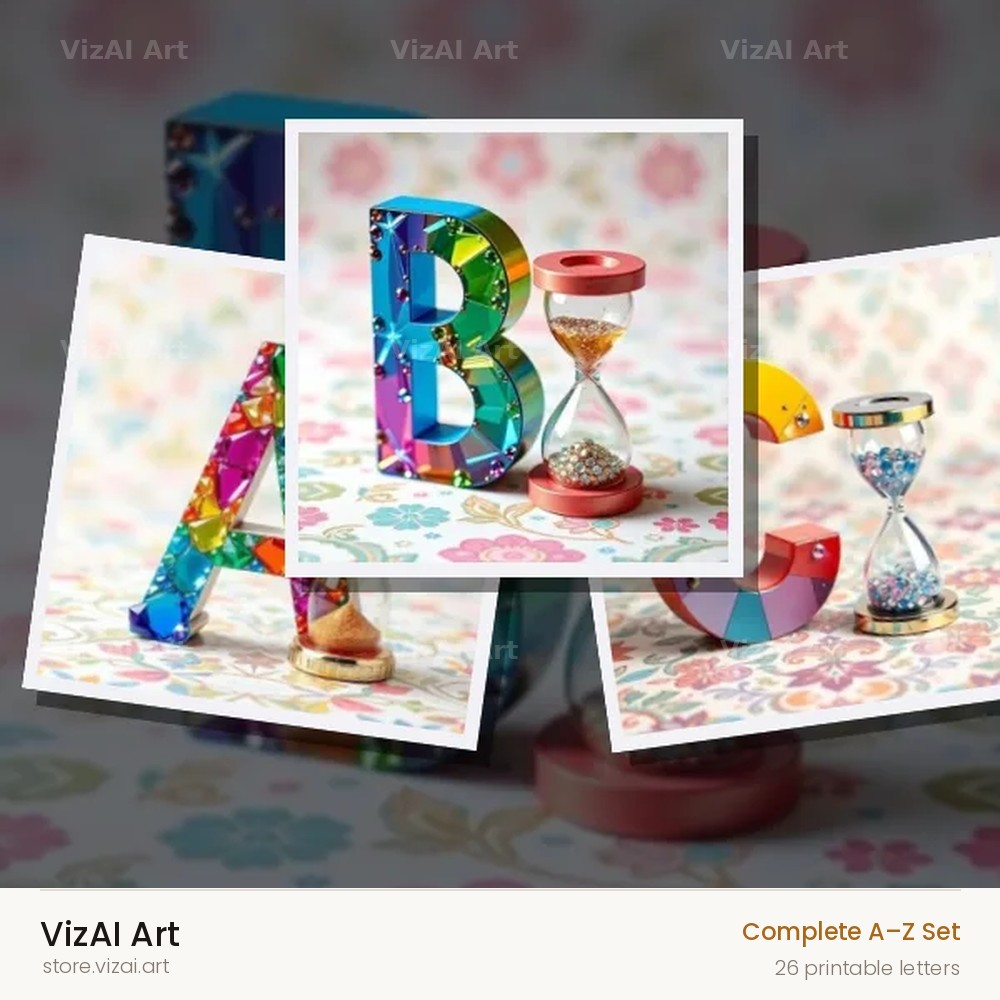 Vintage Hourglass alphabet — choose an individual printable letter
