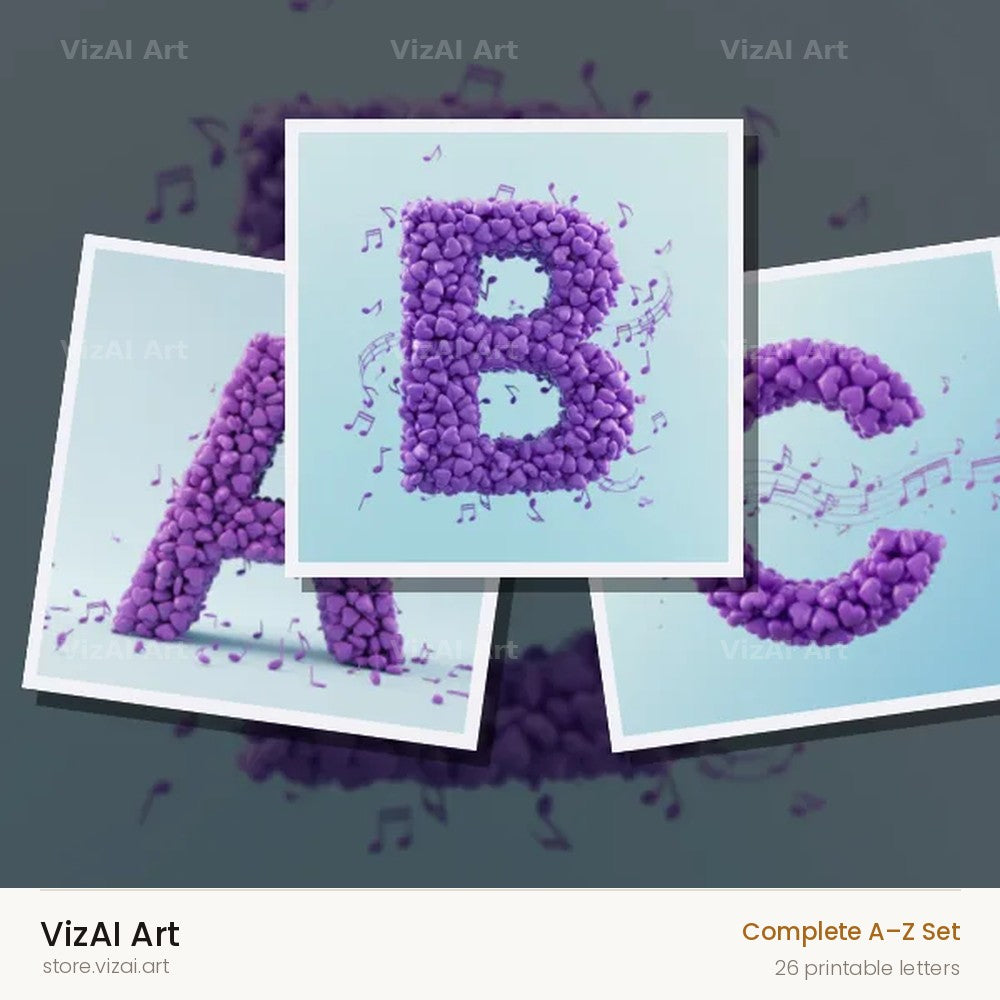 Violet Petal alphabet — choose an individual printable letter