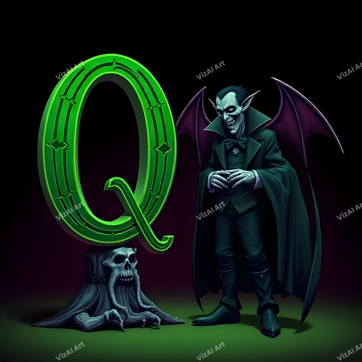 Vampire alphabet letter Q