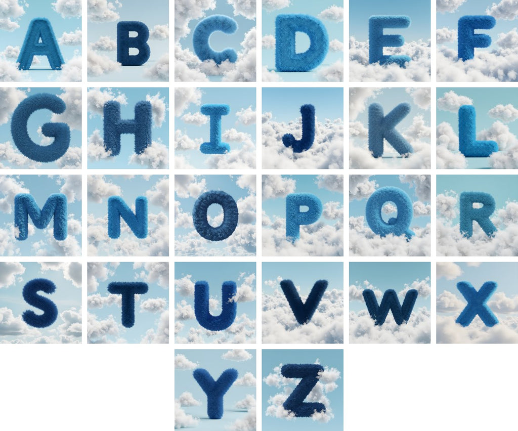 Cloud alphabet — all 26 letters