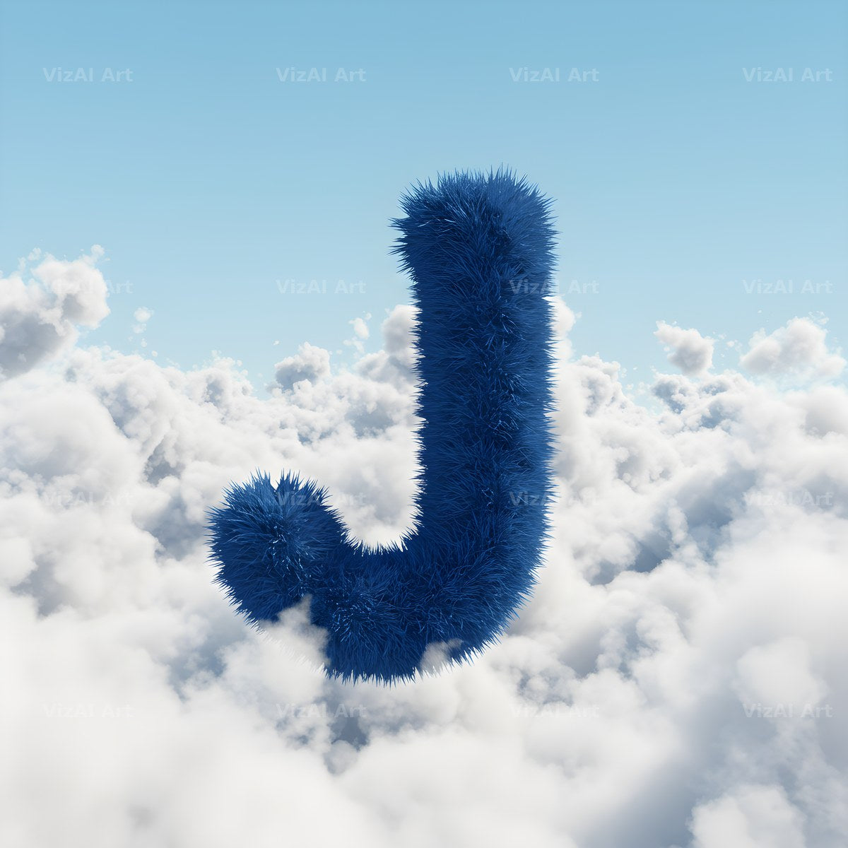 Cloud alphabet letter J