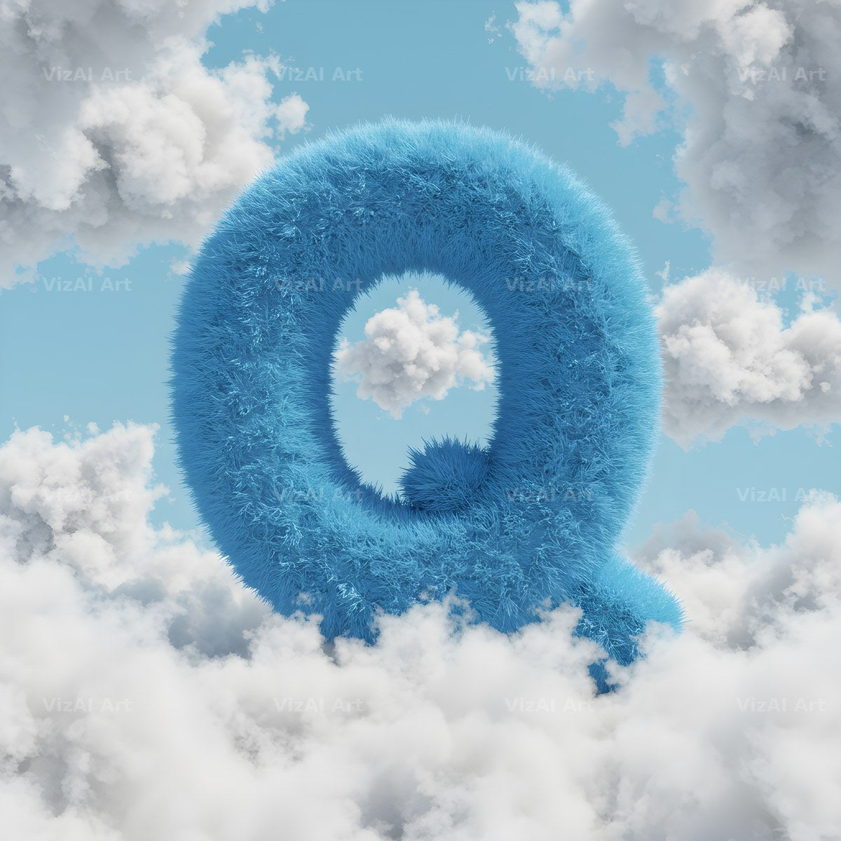 Cloud alphabet letter Q
