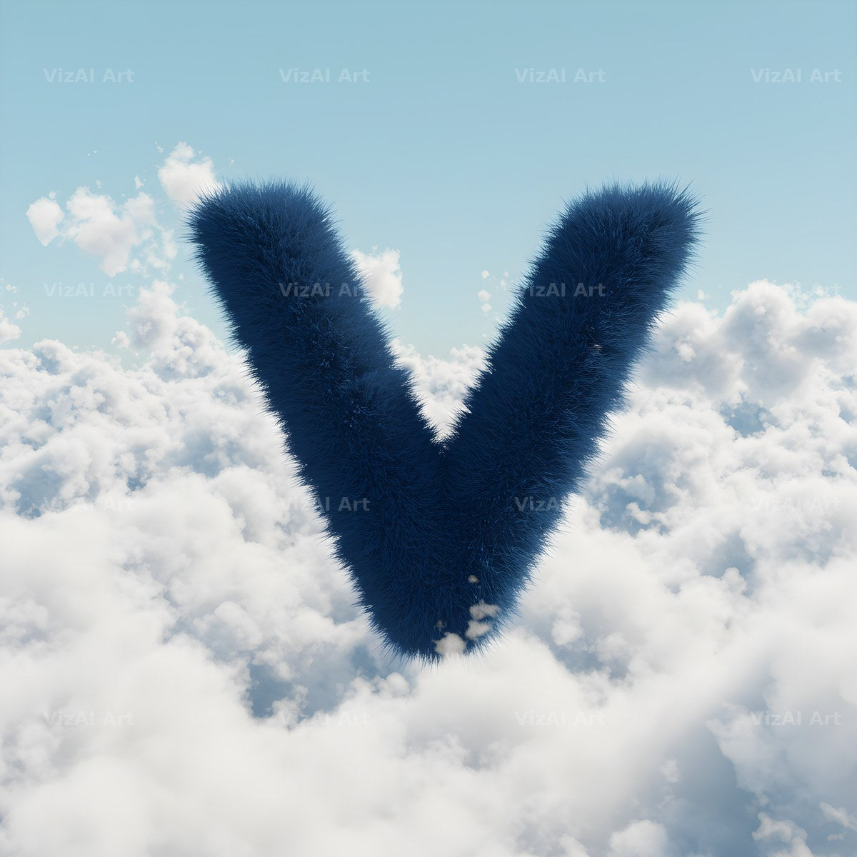 Cloud alphabet letter V