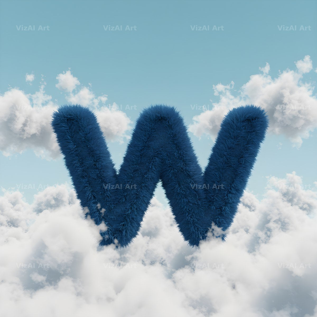 Cloud alphabet letter W