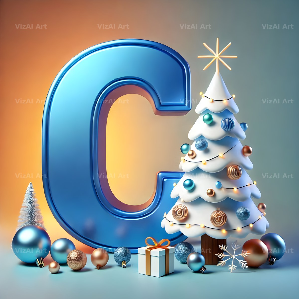 White Christmas Tree alphabet letter C