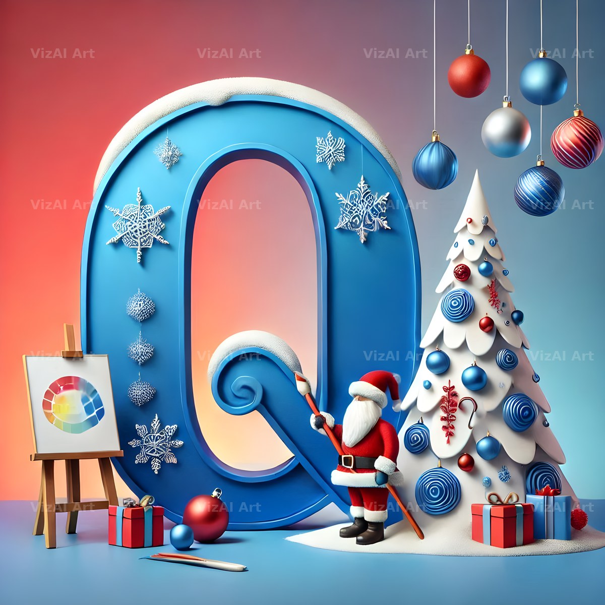 White Christmas Tree alphabet letter Q