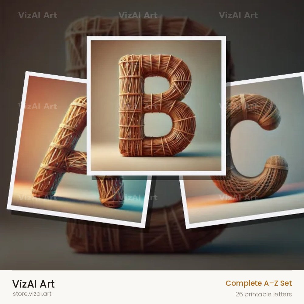 Woven Wicker alphabet — choose an individual printable letter