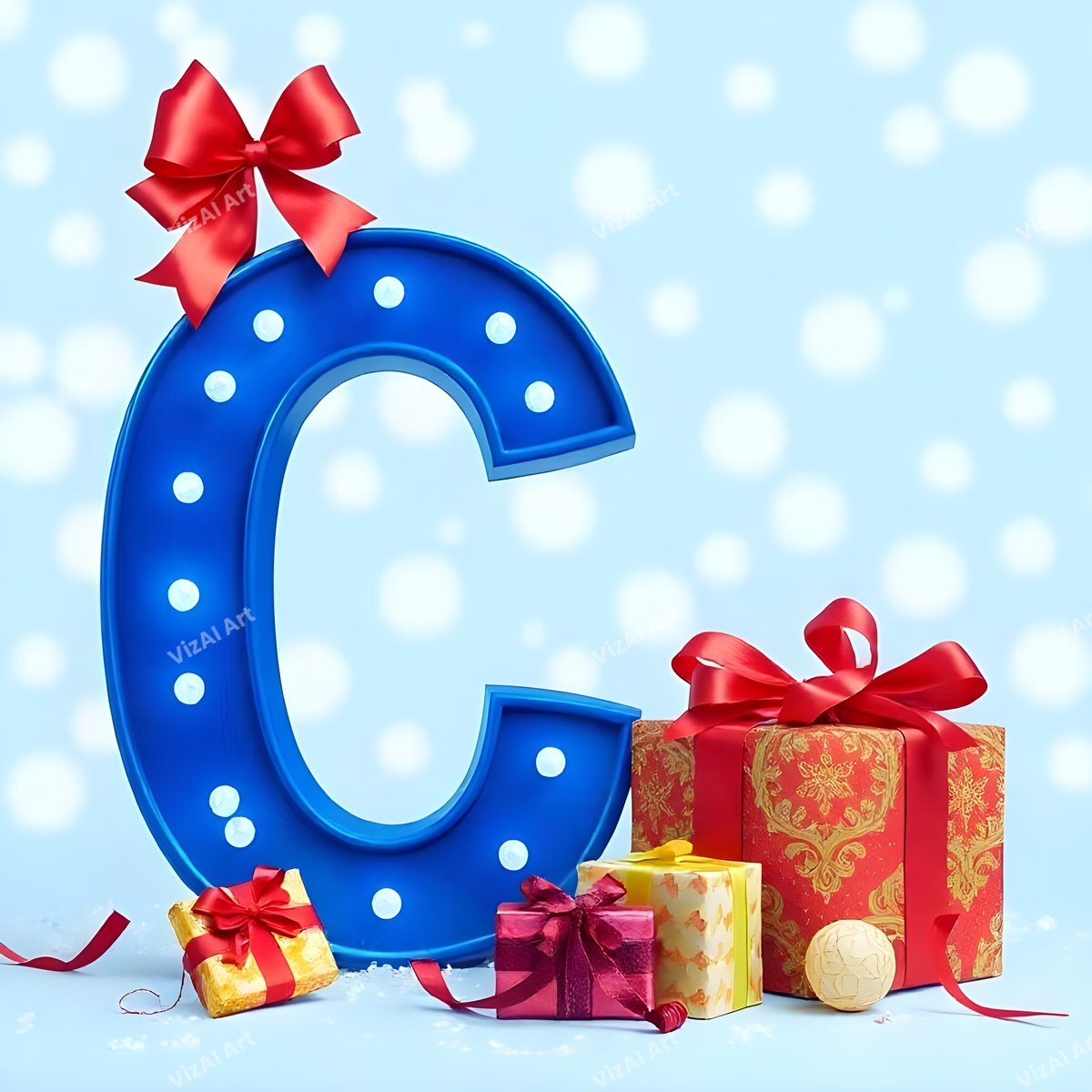 Christmas Gifts alphabet letter C
