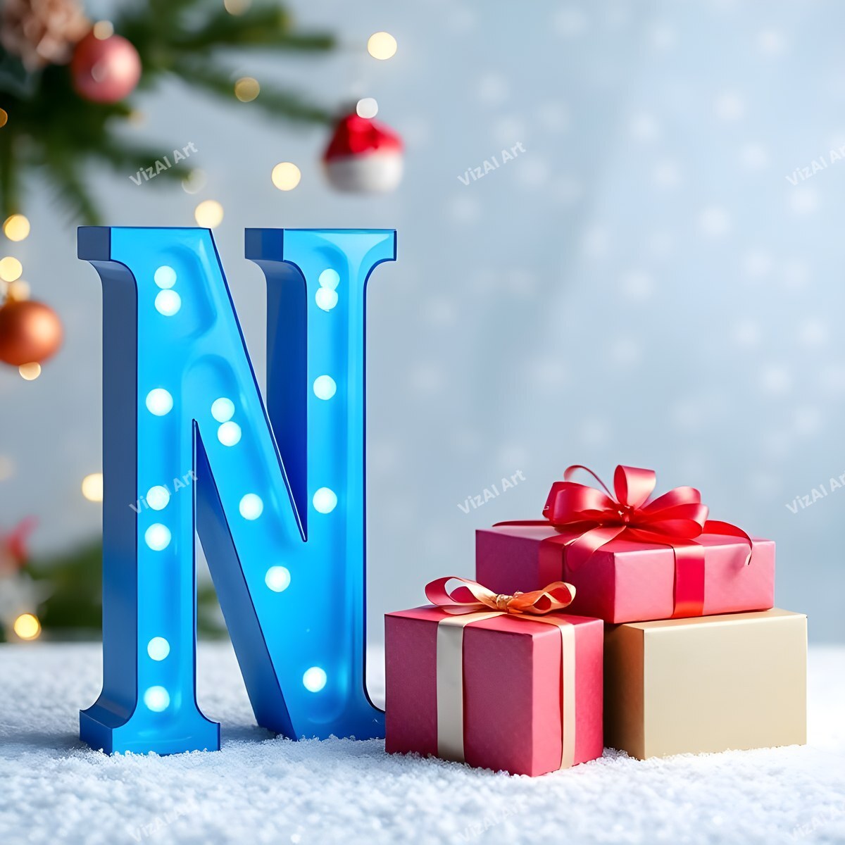 Christmas Gifts alphabet letter N