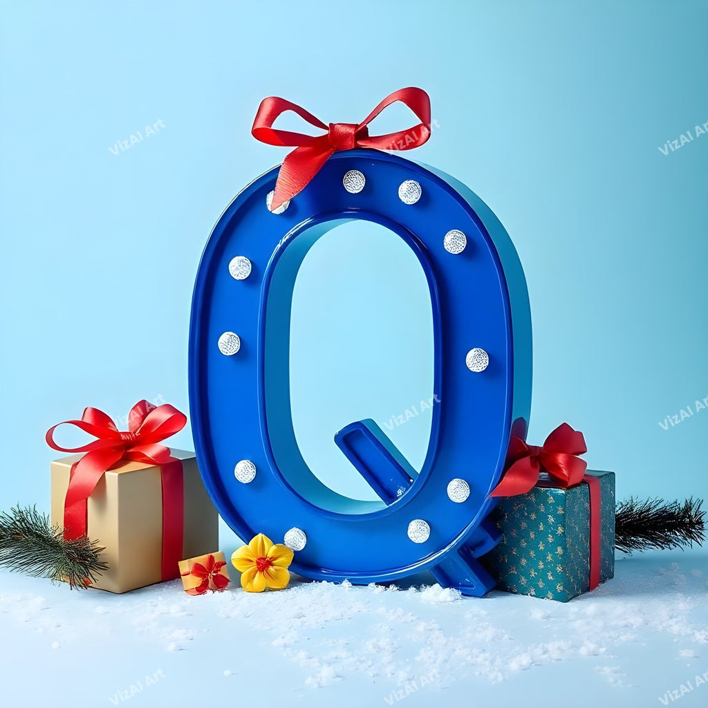 Christmas Gifts alphabet letter Q